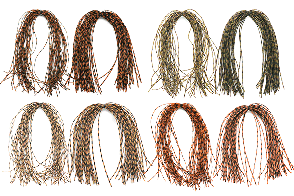 MFC Barred Semi-Floss Legs in assorted colors, premium silicone fly tying legs for hoppers, stoneflies, streamers, and bass bugs