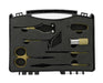 Umpqua Dream Stream Plus 7-piece fly tying kit – premium tool set featuring high-quality scissors, bobbin, whip finisher, bodkin, hackle pliers, and dubbing tools in a zip case.