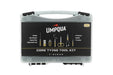 Umpqua Dream Stream Plus 7-piece fly tying kit – premium tool set featuring high-quality scissors, bobbin, whip finisher, bodkin, hackle pliers, and dubbing tools in a zip case.