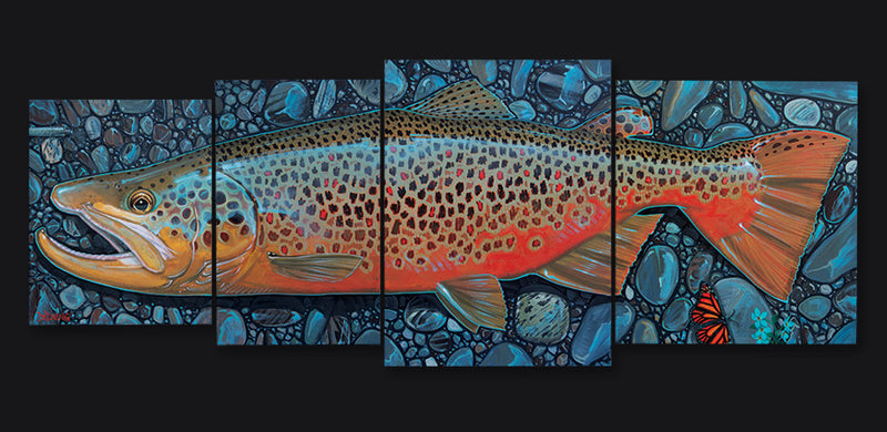 DeYoung 4 Panel Brown - Monarch Canvas Print
