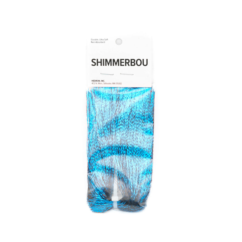 Electric Blue Shimmerbou, intensely flashy and vibrant for standout baitfish and predator fly designs.