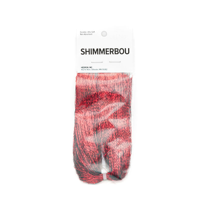 Red Shimmerbou fibers with bold flash, ideal for hot spots and striking streamer tails or wings.