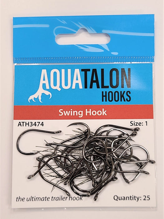 AquaTalon 3474 Swing Hook in size #1 – large-profile swing hook ideal for bigger intruders and steelhead flies.