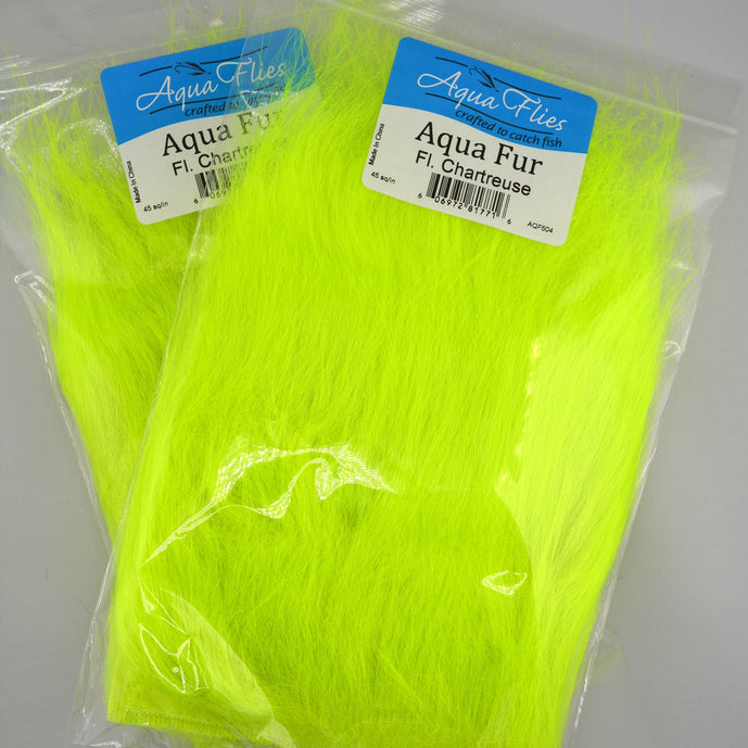 Aqua Fur fly tying material in Fluorescent Chartreuse – synthetic dubbing fiber with natural movement and vibrant color.