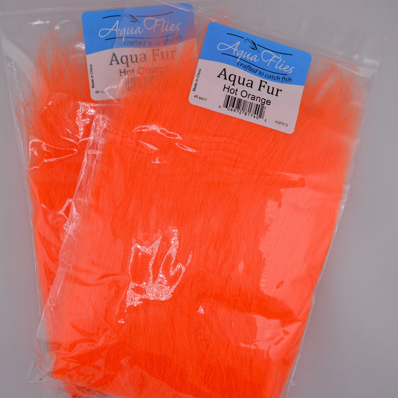 Aqua Fur fly tying material in Hot Orange – synthetic dubbing fiber with natural movement and vibrant color.