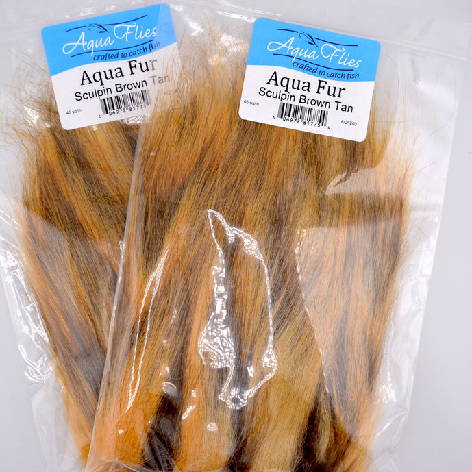 Aqua Fur fly tying material in Sculpin Brown Tan – synthetic dubbing fiber with natural movement and vibrant color.