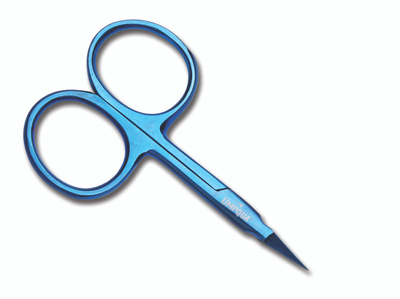Umpqua Dream Stream Plus 3.5-inch arrow point scissors – fine-tip fly tying scissors for precision trimming of thread, hackle, and delicate materials.