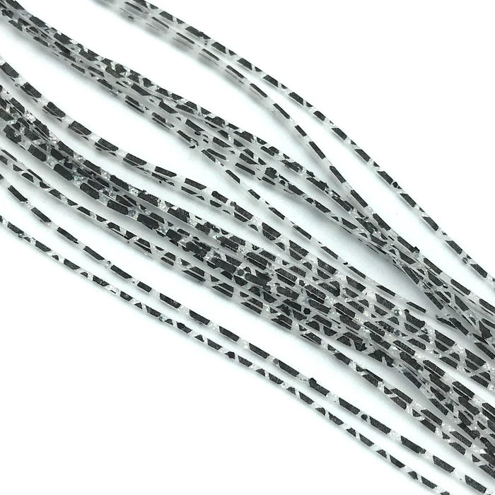 Barred Crazy Legs in Clear/Pearl by Hareline – translucent silicone legs with subtle pearl accents for a stealthy flash in clear water conditions.