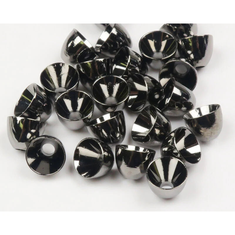 Brass Cone Heads in nickel – bright silver finish perfect for baitfish imitations and high-contrast streamer designs.