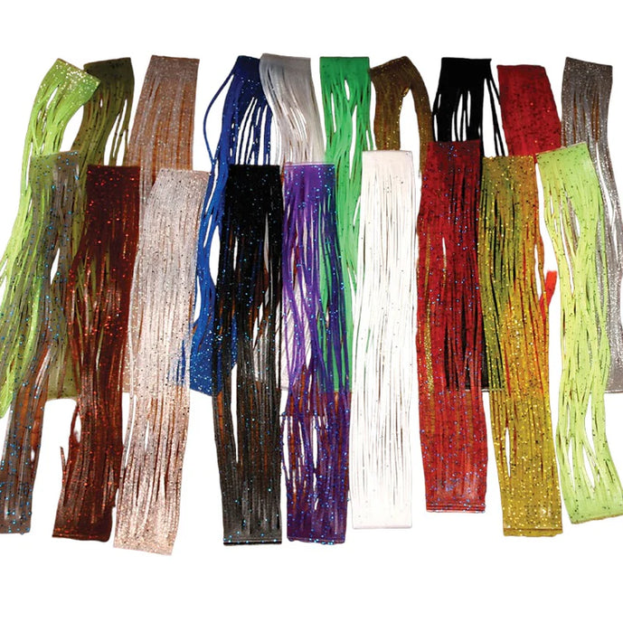 Crazy Legs by Hareline deliver lifelike movement and flash to elevate your flies. These silicone legs are ideal for tying nymphs, streamers, poppers, and saltwater patterns—adding irresistible wiggle and strike-triggering color.