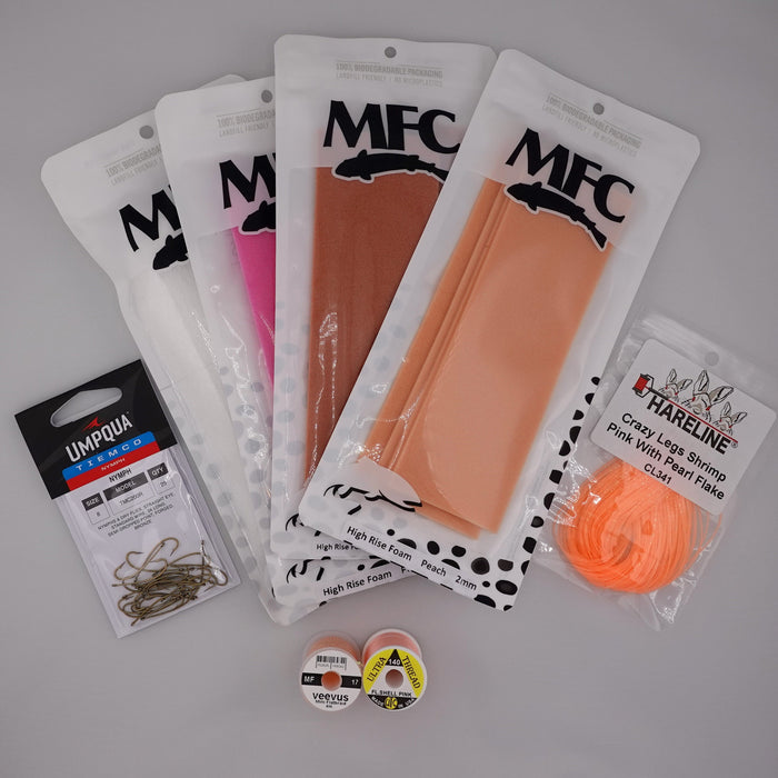 Shake & Bake Hopper Fly Tying Kit by Red’s Fly Shop – a foam hopper pattern inspired by Talladega Nights, designed by guide Ricky Bobbers for high-floating, fast-action dry fly fishing on rivers like the Yakima.