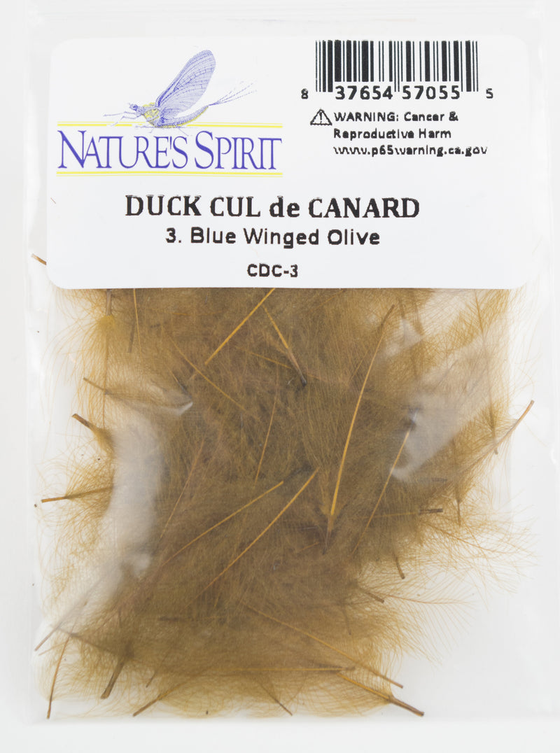 BWO Duck CDC by Nature’s Spirit – blue-winged olive CDC feathers ideal for tying small mayflies, emergers, and surface patterns.
