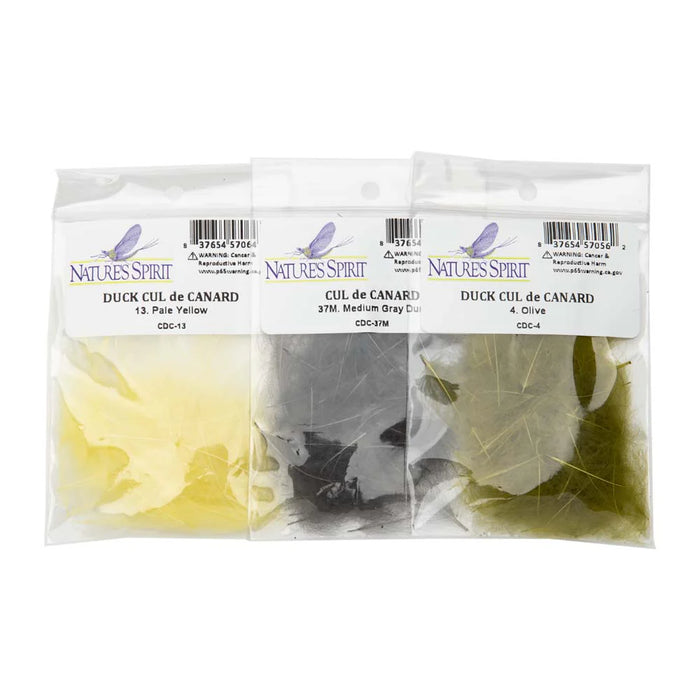 Duck CDC by Nature’s Spirit – high-quality cul-de-canard feathers in assorted natural colors for dry flies, emergers, and soft hackle patterns.