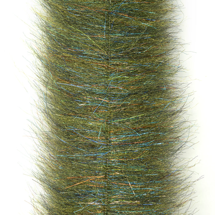 EP Shrimp Dub Brush in grass olive – olive-toned dubbing brush perfect for tying shrimp, crab, and baitfish patterns with earthy hues.