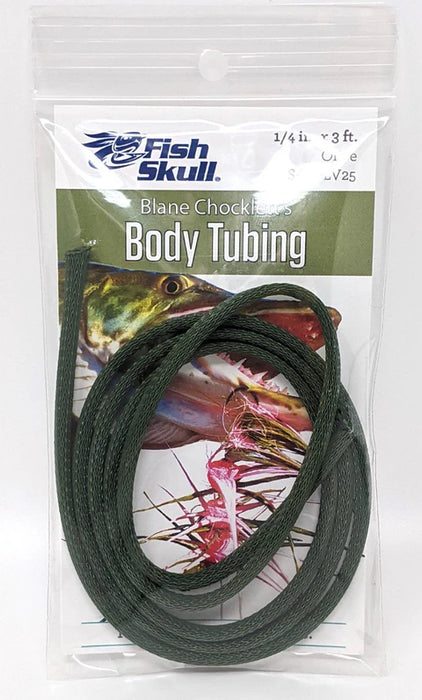 Fish-Skull Body Tubing in olive, 1/4 inch – natural-toned streamer tubing ideal for sculpin and baitfish patterns.