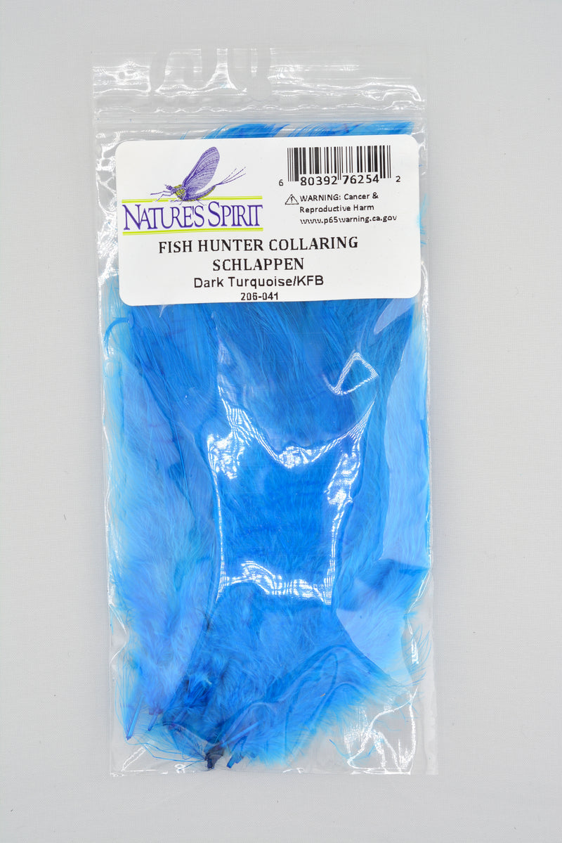 Dark turquoise Fish Hunter Collaring Schlappen – vibrant blue-green feathers for flashy streamers, peacock patterns, and saltwater flies.