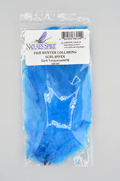 Dark turquoise Fish Hunter Collaring Schlappen – vibrant blue-green feathers for flashy streamers, peacock patterns, and saltwater flies.
