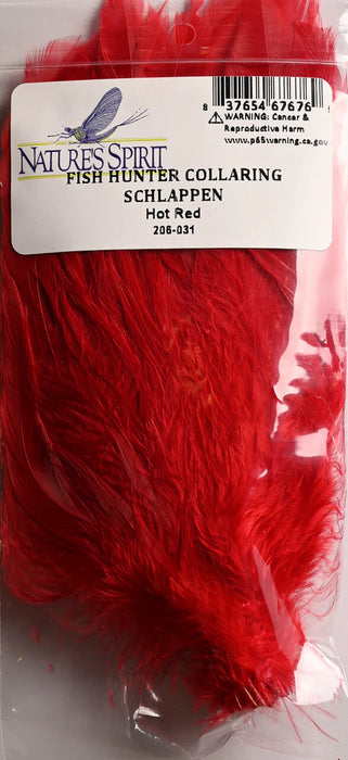 Hot red Fish Hunter Collaring Schlappen – rich red feathers for salmon, steelhead, and leech patterns that demand attention.