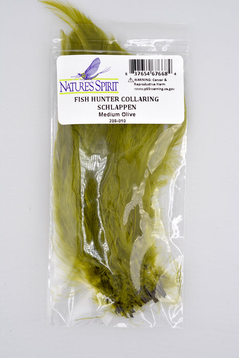 Medium olive Fish Hunter Collaring Schlappen – classic olive tone for trout streamers, buggers, and natural leech patterns.
