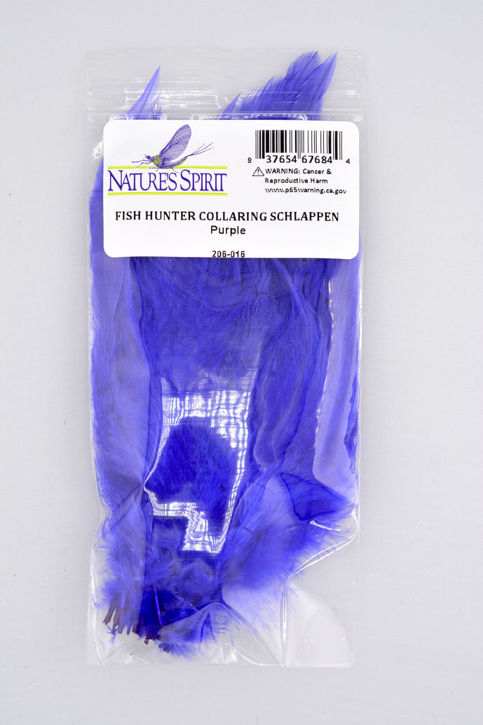 Purple Fish Hunter Collaring Schlappen – vibrant, soft feathers for steelhead intruders, spey flies, and dark streamer collars.