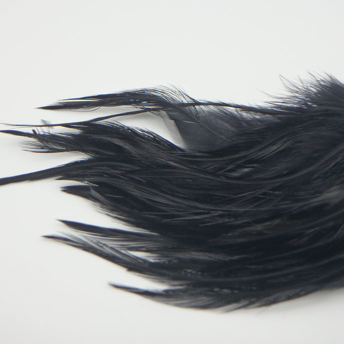 Black Fish Hunter Saddle Hackle – classic dark hackle for leeches, buggers, and silhouette-rich steelhead or streamer flies.