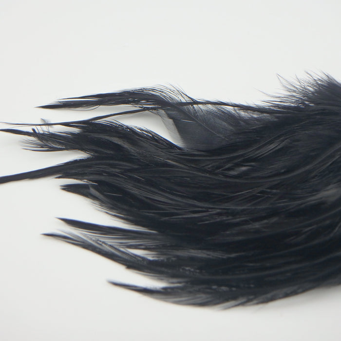 Black Fish Hunter Saddle Hackle – classic dark hackle for leeches, buggers, and silhouette-rich steelhead or streamer flies.