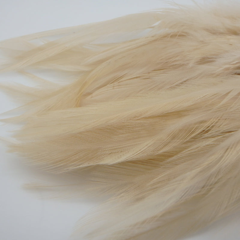 Tan Fish Hunter Saddle Hackle – earthy brown-tan hackle feathers perfect for crayfish, stoneflies, and neutral streamer profiles.