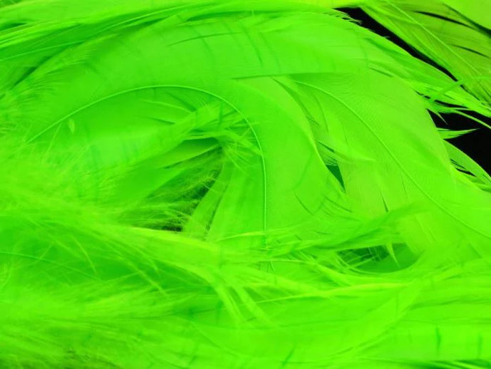Fluorescent chartreuse UV Fish Hunter Select Schlappen – UV-reactive feathers for bold attractor streamers and high-visibility steelhead flies.
