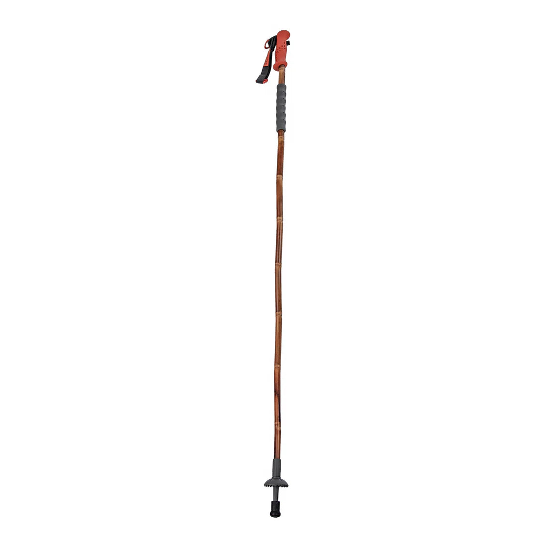fishing rod used as walking stick to tap ground and brush ahead