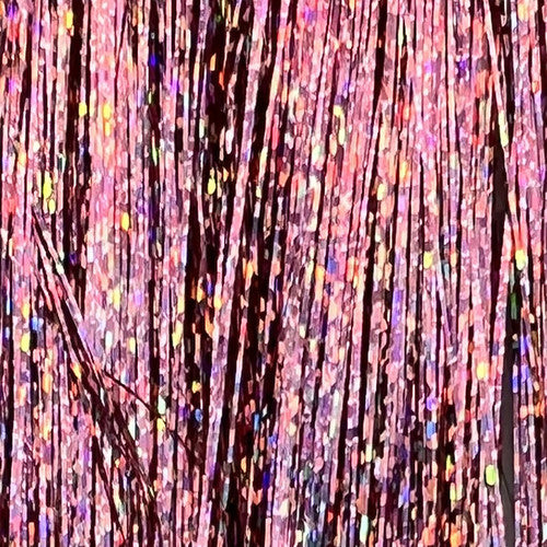 Pink Holographic Flashabou by Nature’s Spirit – vibrant, high-flash fibers ideal for salmon, steelhead, and baitfish fly patterns.
