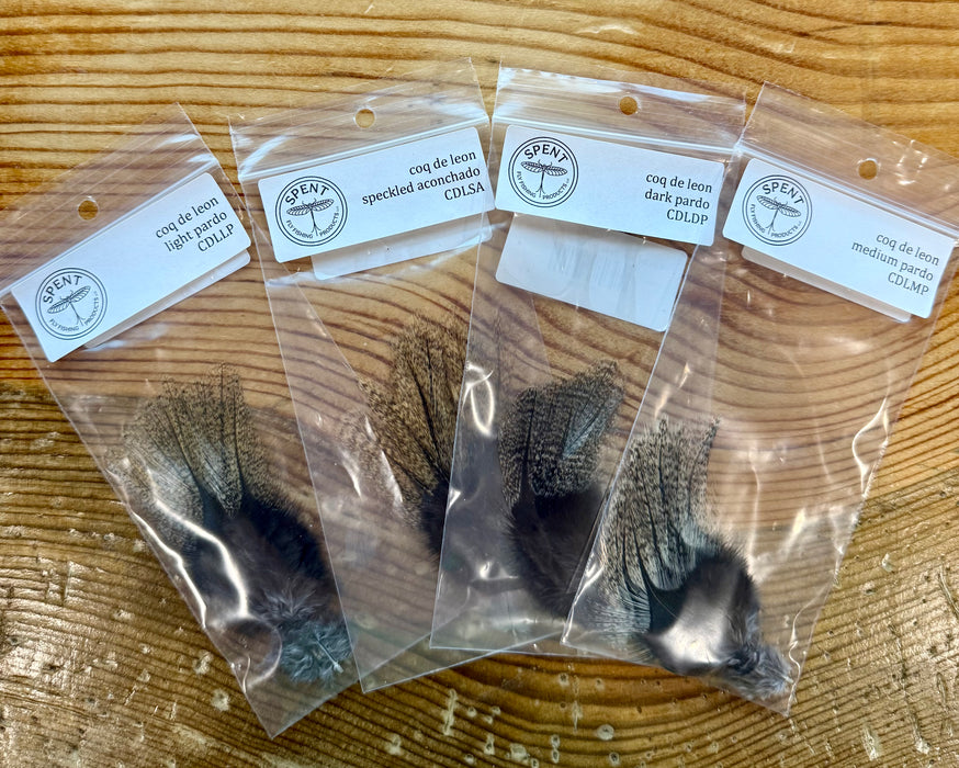 Spent Fly Fishing Coq de Leon CDL feathers for tying dry flies and nymphs