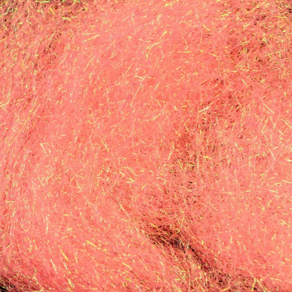 Hareline Ice Dub in Fluorescent Shell Pink – reflective synthetic dubbing ideal for adding flash and color to nymphs, emergers, and streamers.