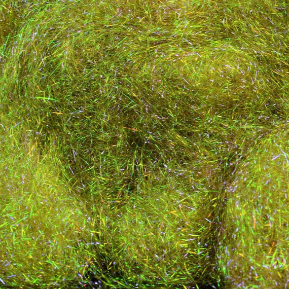 Hareline Ice Dub in Olive Brown – reflective synthetic dubbing ideal for adding flash and color to nymphs, emergers, and streamers.