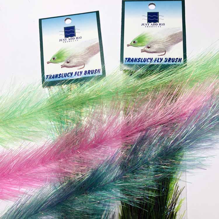 Just Add H2O Translucy Fly Brush – translucent synthetic dubbing brushes for sculpting baitfish, streamers, and saltwater fly patterns.
