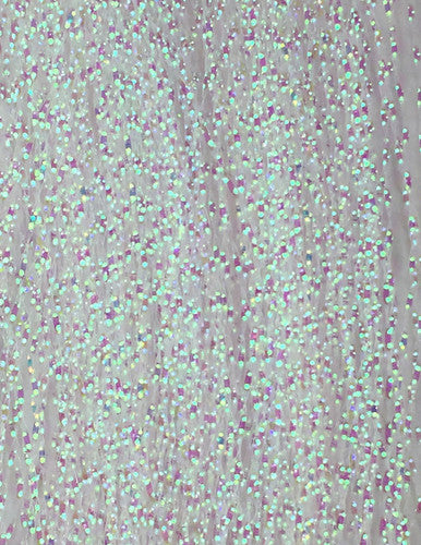 Krystal Flash in Pearl – versatile, bright iridescent flash that blends with nearly any pattern and mimics baitfish scales.