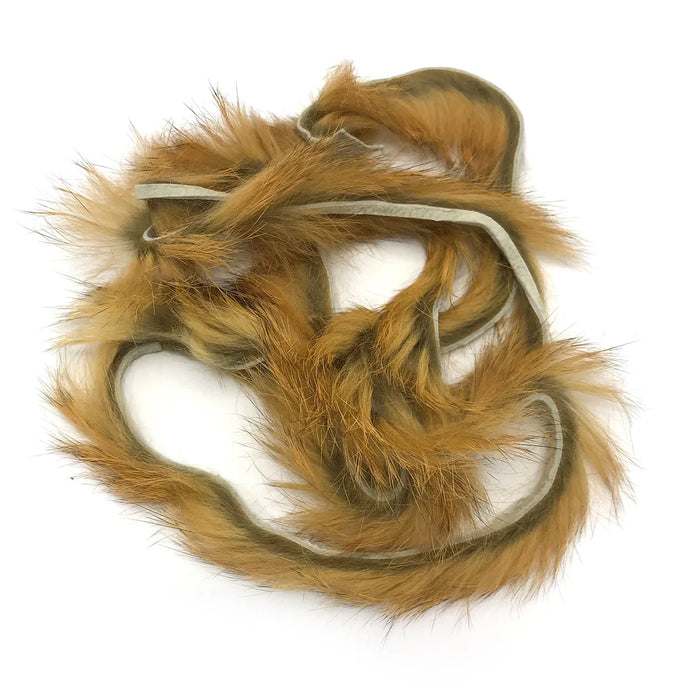 Micro Rabbit Strip in gold variant – golden-brown tones with natural barring for baitfish or crayfish imitations.
