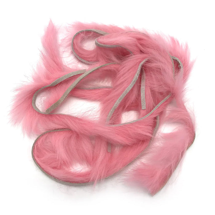 Micro Rabbit Strip in salmon pink – soft pink hue for subtle steelhead and trout flies.