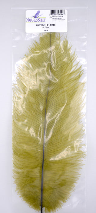 Olive ostrich plume by Nature’s Spirit – earthy green fibers ideal for mayfly nymphs, caddis pupae, and natural streamer accents.