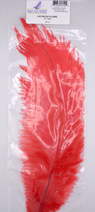 Red ostrich plume by Nature’s Spirit – bold scarlet fibers perfect for salmon flies, steelhead attractors, and hot-spot collars.