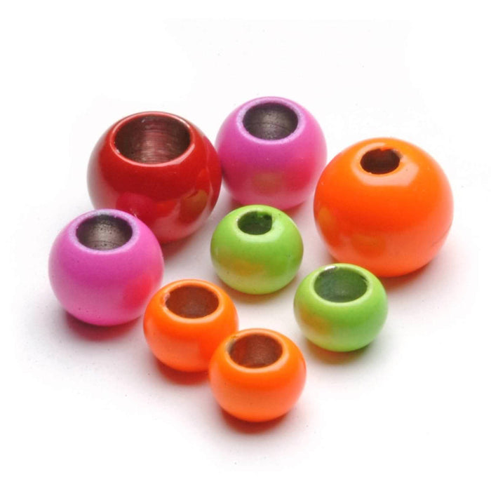 Umpqua painted tungsten fly tying beads – brightly colored, chip-resistant beads designed for high-visibility hot spots and attractor-style nymphs.