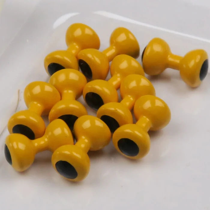 Painted Pupil Lead Eyes in yellow – vibrant and classic color choice for attracting trout, bass, and saltwater species.