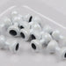 Painted Pupil Lead Eyes in pearl – subtle and reflective white with black pupil for a natural baitfish look.
