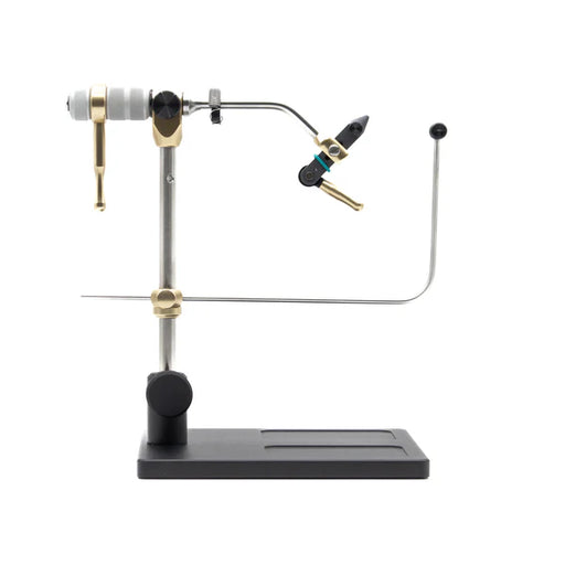Renzetti Presentation 4000 Series fly tying vise with pedestal base – precision rotary vise for tying a wide range of hook sizes with adjustable tension and cam jaws.