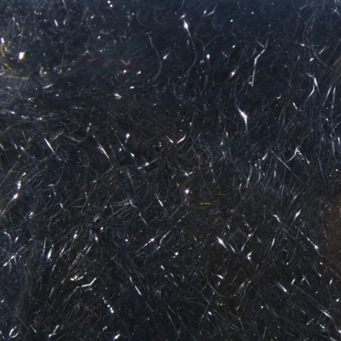 Hareline Ripple Ice Dub in Black – deep, glossy black synthetic dubbing with subtle flash, perfect for streamers, nymphs, and leech patterns.