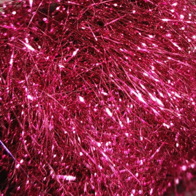 Hareline Ripple Ice Dub in Fuchsia – vibrant pink-purple dubbing with intense shimmer, ideal for steelhead and attractor flies.