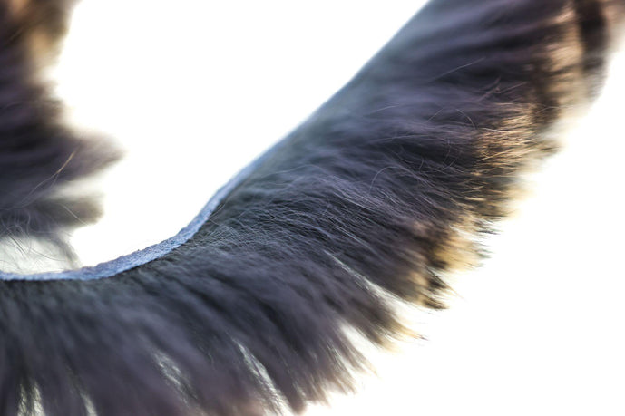 Squabbit Strips by Hareline – zonker-style fly tying strips featuring a blend of rabbit fur and synthetic flash for added movement and visual appeal in streamers.