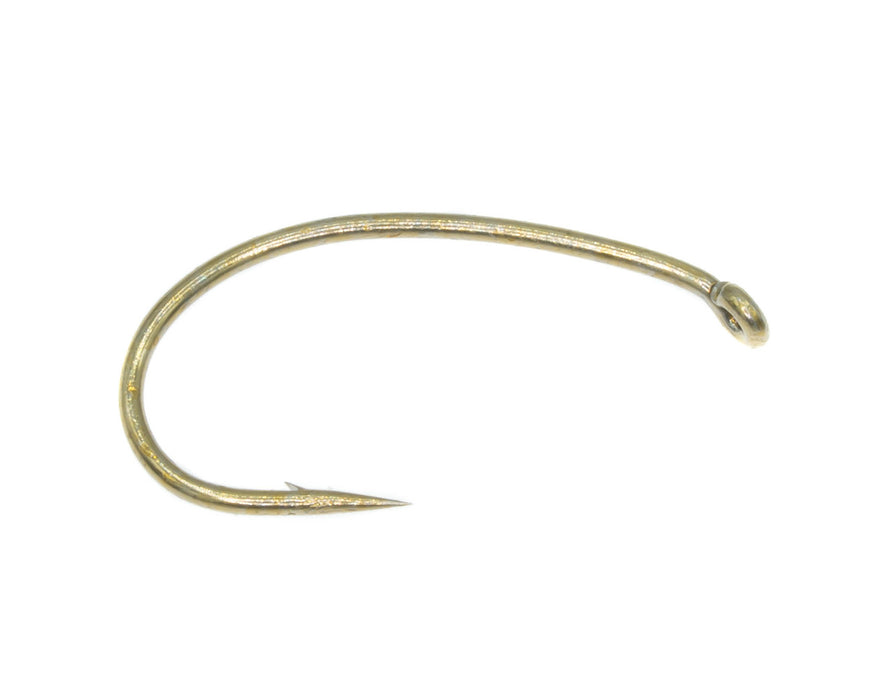 Tiemco TMC2457 nymph hooks – 25-pack of curved, short-shank hooks with a wide gape, ideal for tying caddis pupae, scuds, shrimp, and other subsurface patterns.