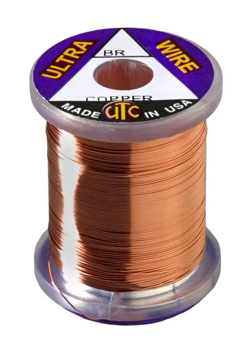 Copper UTC Ultra Wire in Brassie size – non-tarnishing fly tying wire for ribbing nymphs, streamers, and copper johns.