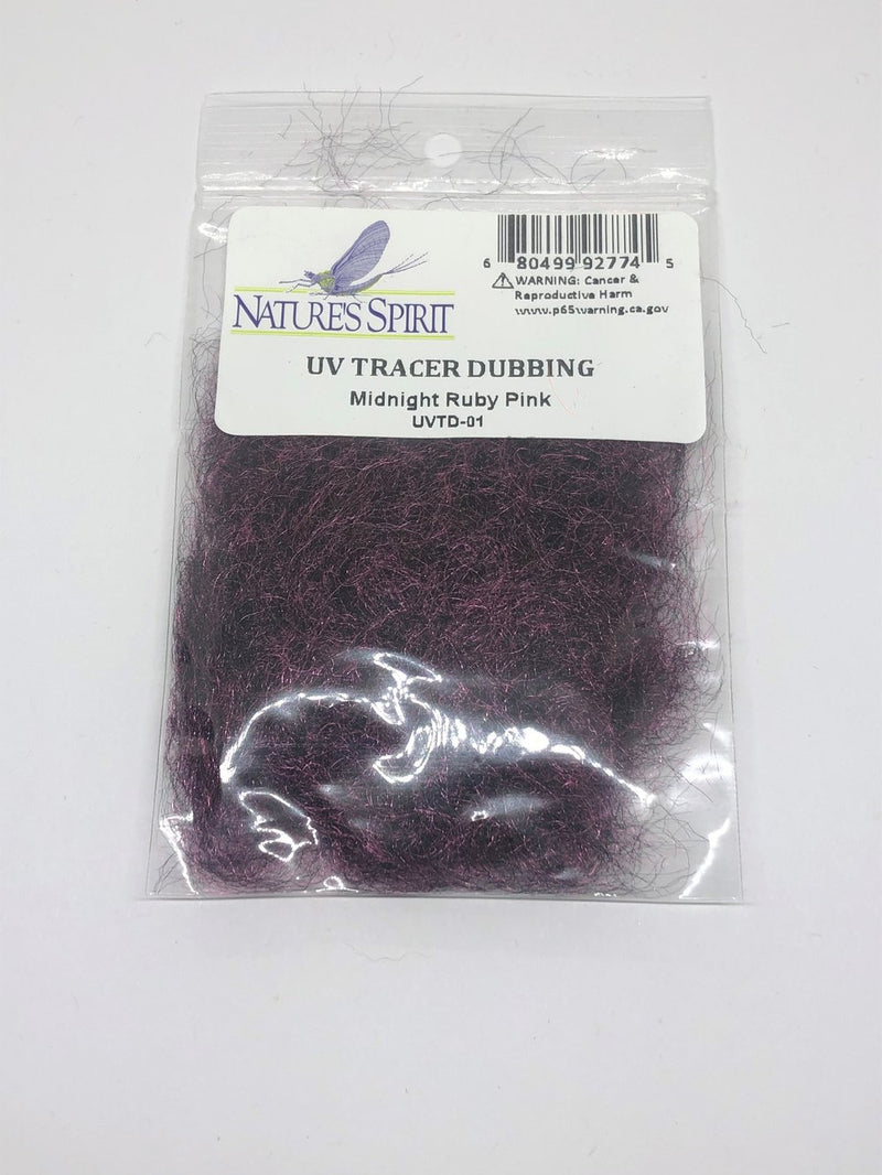 Midnight Ruby Pink UV Tracer Dubbing – deep magenta-pink dubbing with UV highlights for bold attractor flies.