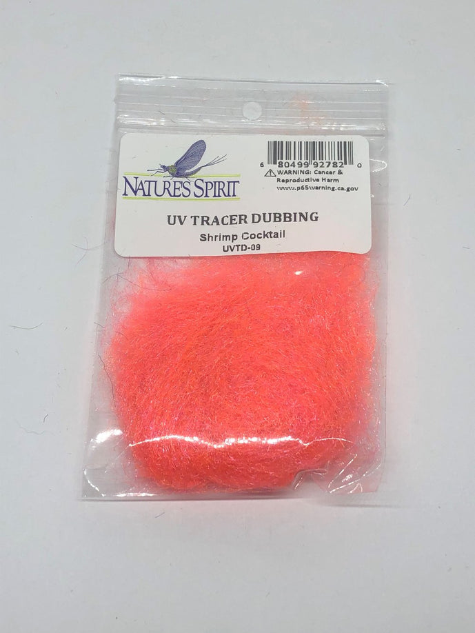 Shrimp Cocktail UV Tracer Dubbing – pale pink-orange mix with UV flash, perfect for saltwater shrimp imitations.